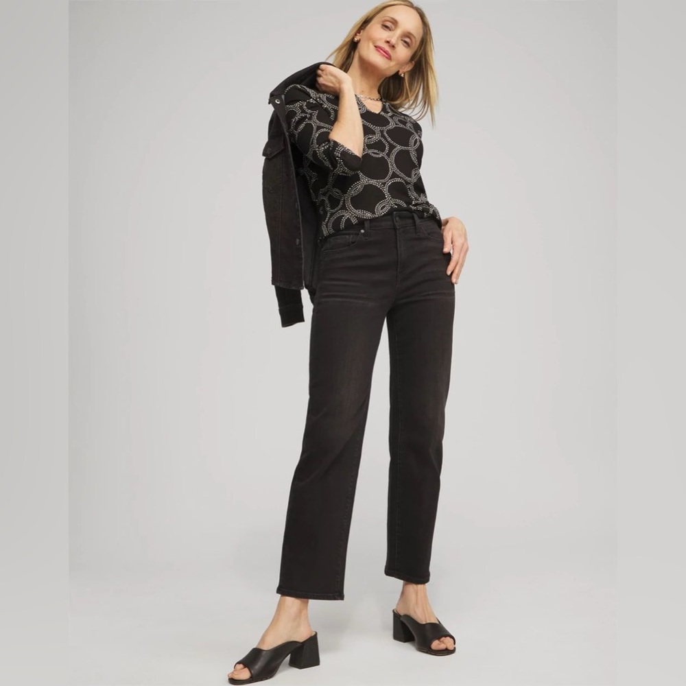 Chico's Black High Rise Straight Leg Jeans